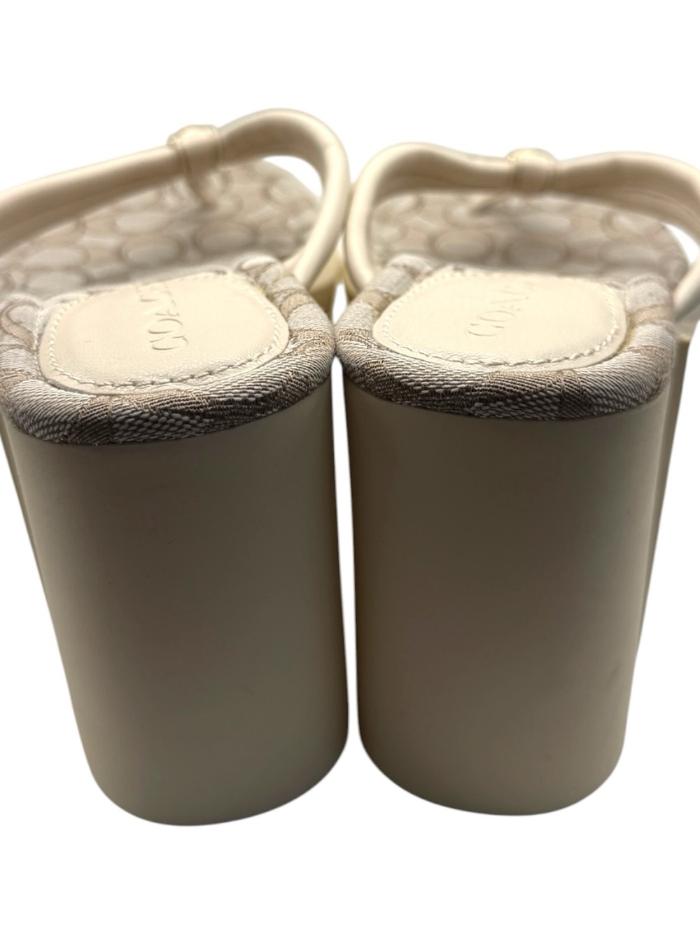 Coach Frankie Signature Wedge Flip Flops Size 10 Beige Platform Sandals - Picture 3 of 6